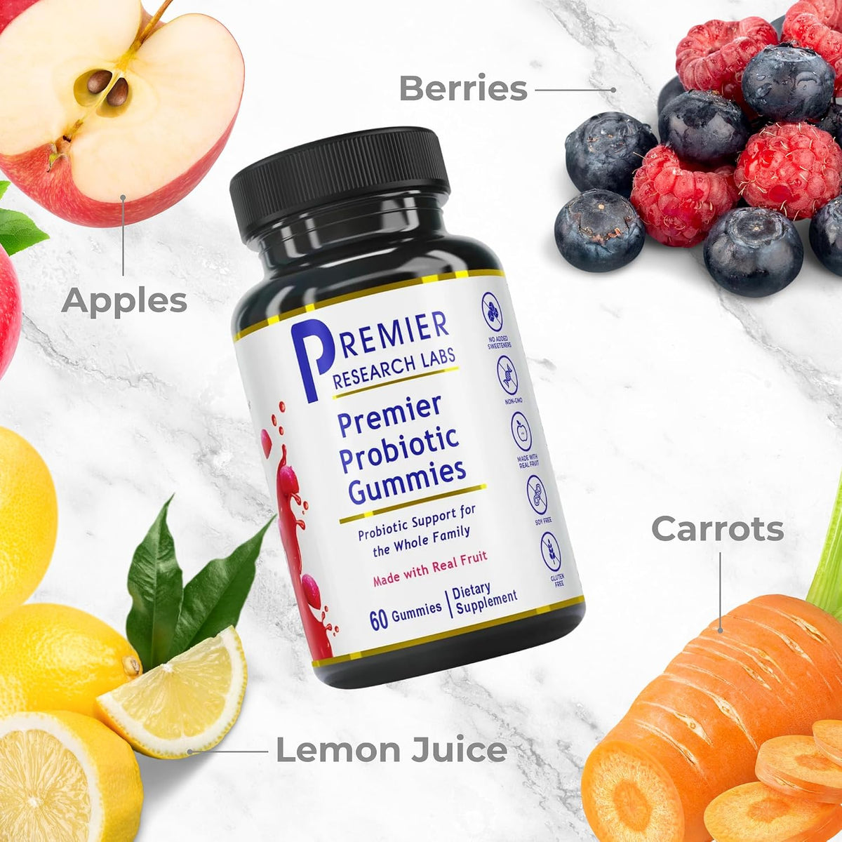 Premier Research Labs Probiotic Gummies – Probiotics for Women and Men with Fibre – 60 Vegan Gummies - görsel 3