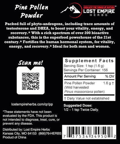 Pine Pollen Powder – Wild Harvested, Cell Wall Cracked – 250 Grams