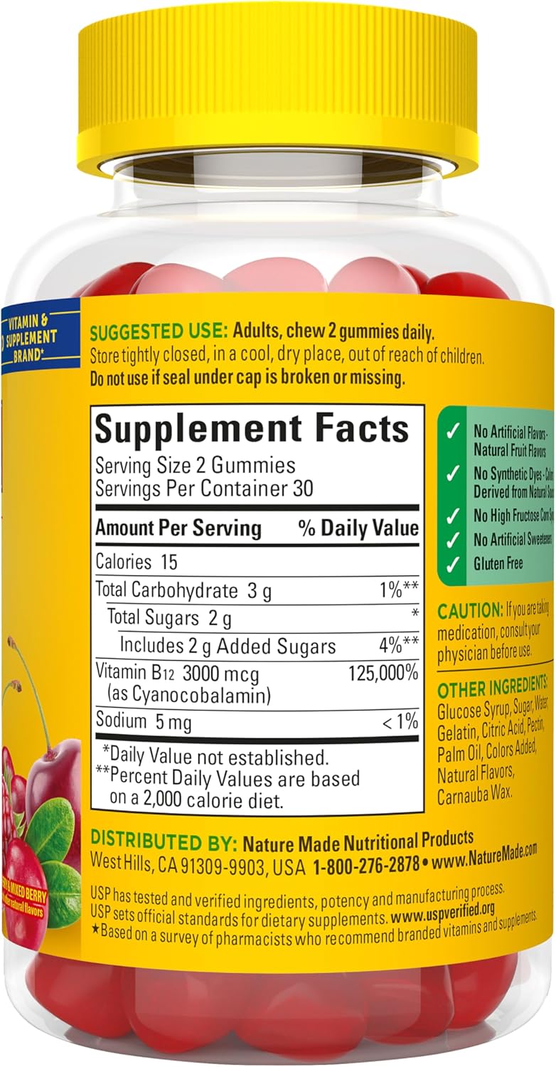Nature Made Extra Strength Vitamin B12 Gummies 3000 mcg - görsel 9