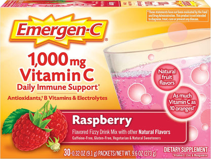 Emergen-C Original Formula Vitamin C Powder, Raspberry, 30 Sachets