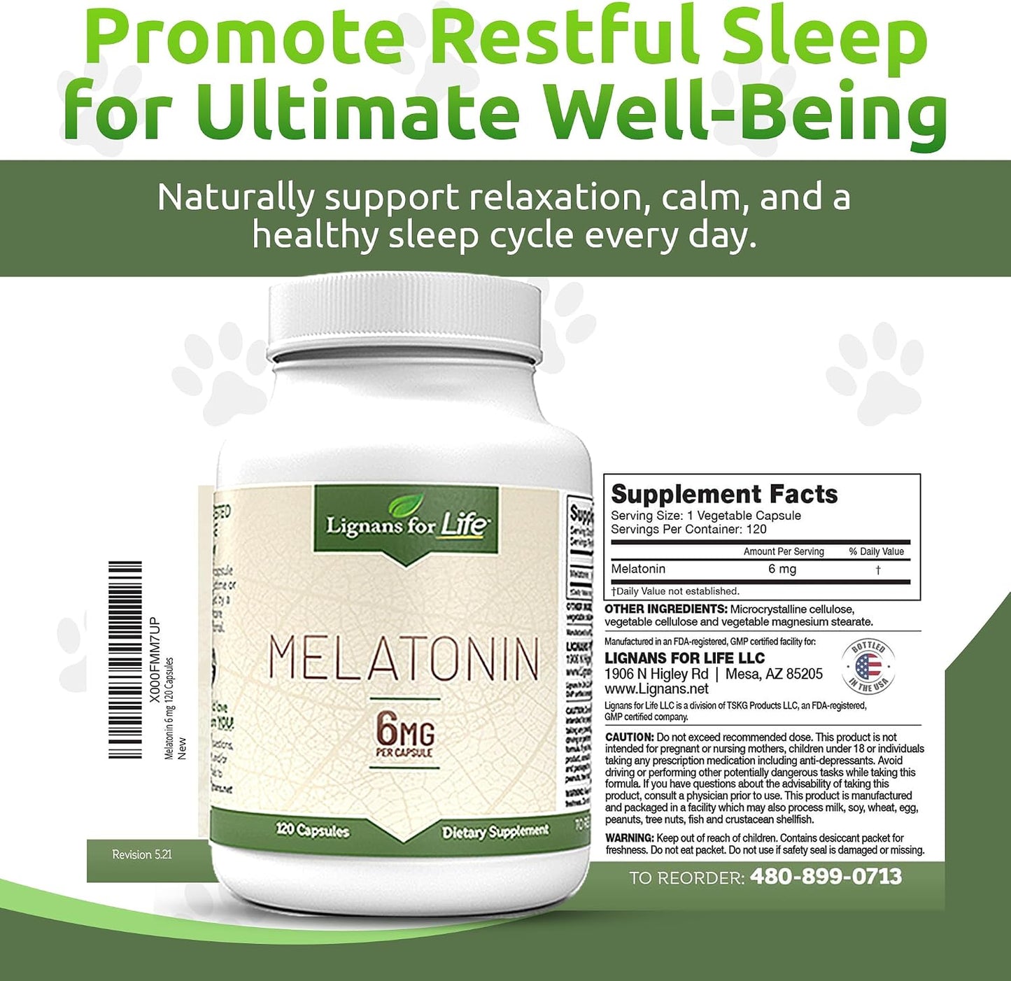 Melatonin for Dogs and People, 6mg - 120 Capsules - Capsules - Pet Supplement - Sleep Aid - görsel 4