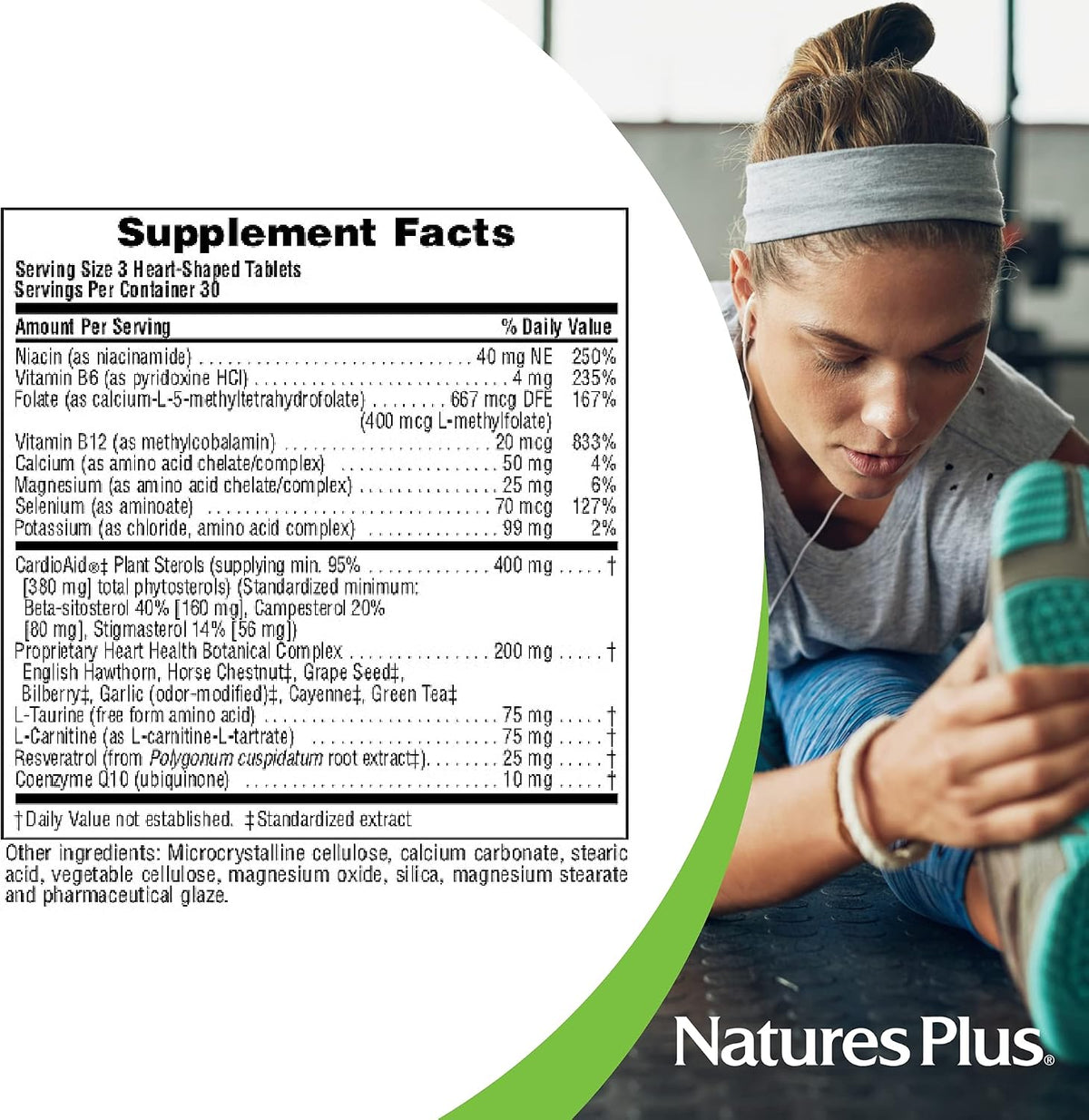 NaturesPlus Heartbeat, 90 Tablets - Dietary Supplement with Vitamins, Minerals & Herbs - Vegetarian, Gluten-free - 30 Servings - görsel 4