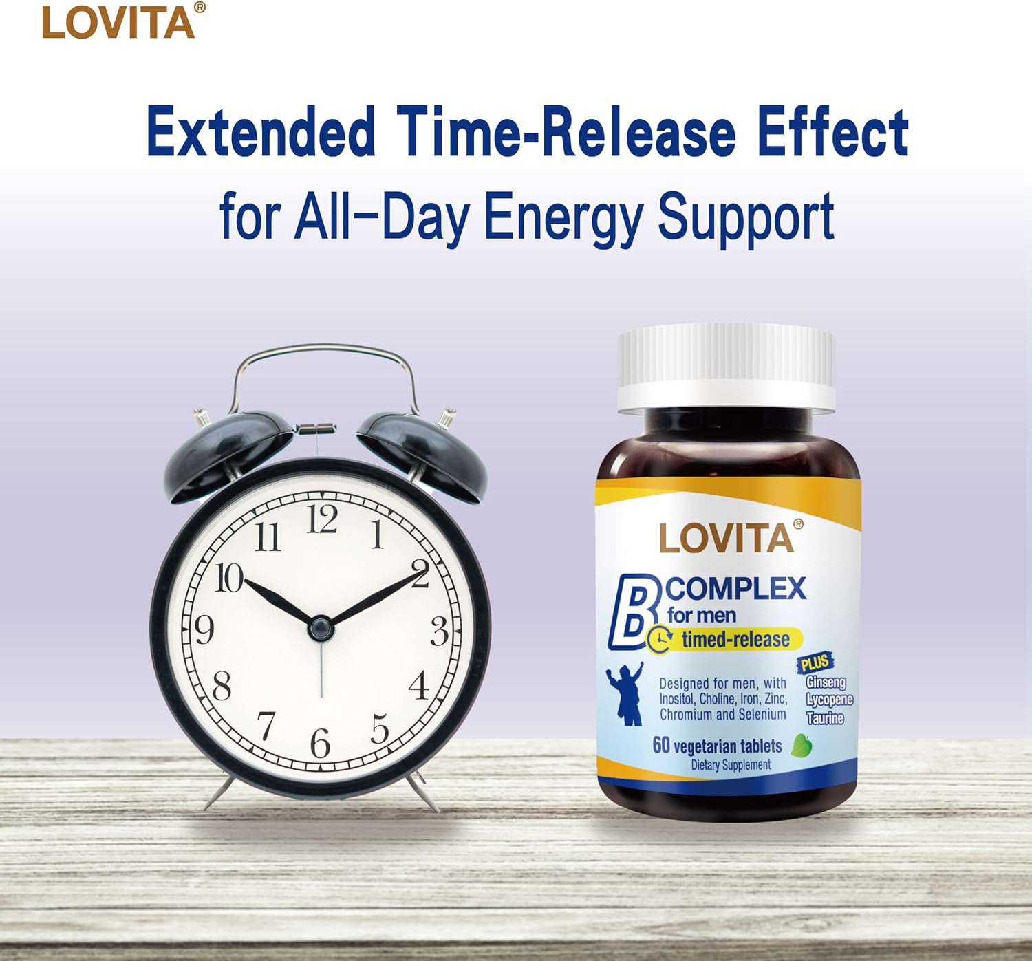 LOVITA Timed-Release B Complex for Men, 60 Vegetarian Tablets - görsel 3