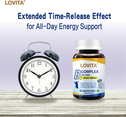 LOVITA Men's 8-Hour Time-Release B Complex (180 Tablets, Pack of 3)