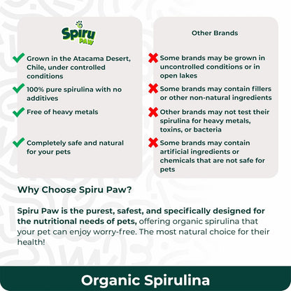 SPIRU PAW Spirulina Tablets for Dogs & Cats, Plant-based Microalgae Pet Supplement, Easy Daily Tablet, Supports Daily Wellness & Skin & Coat, 60 Count