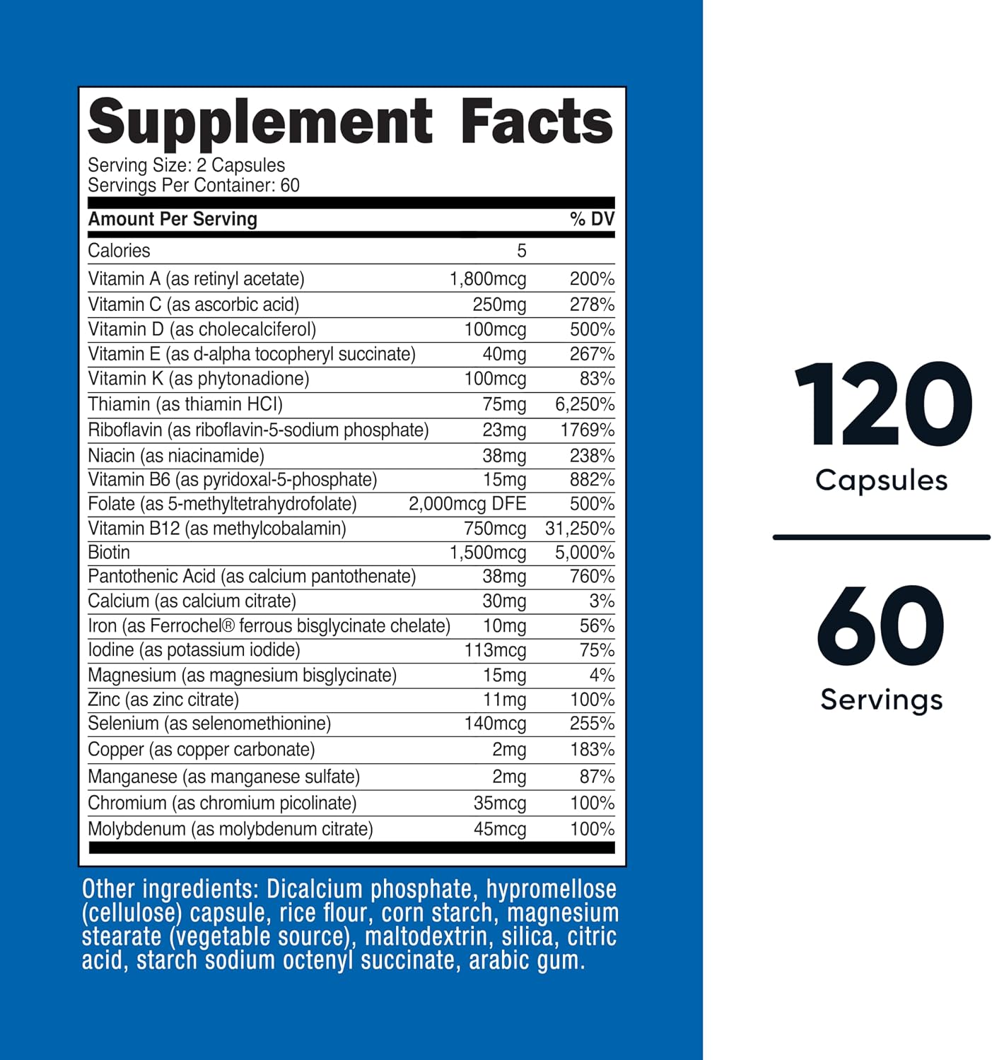 Nutricost Methylated Multivitamin – 120 Capsules, 60 Servings – 23 Vitamins & Minerals - görsel 2