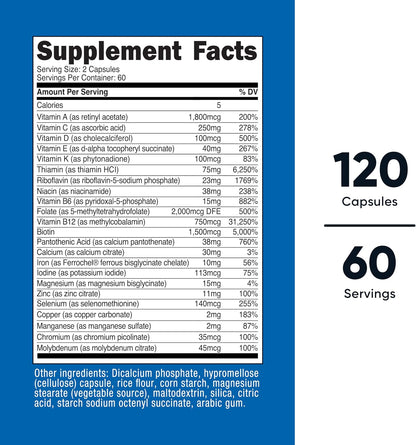Nutricost Methylated Multivitamin – 120 Capsules, 60 Servings – 23 Vitamins & Minerals