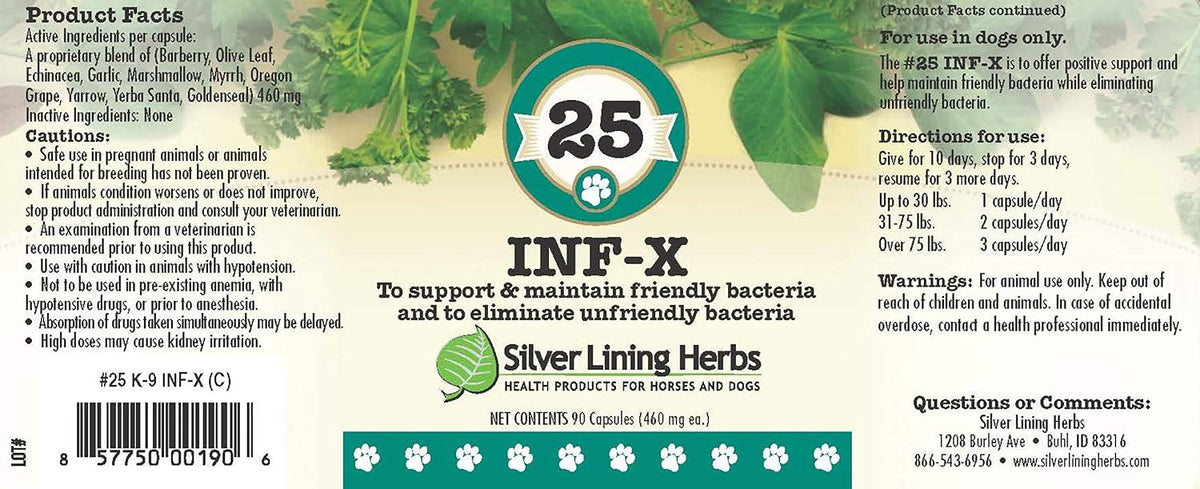 Silver Lining Herbs Canine INF-X – Herbal Digestive Support for Dogs (90 Capsules) - görsel 2