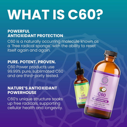 C60 Power in Organic Avocado Oil – 99.99% Pure Carbon Fullerenes, 473 ml