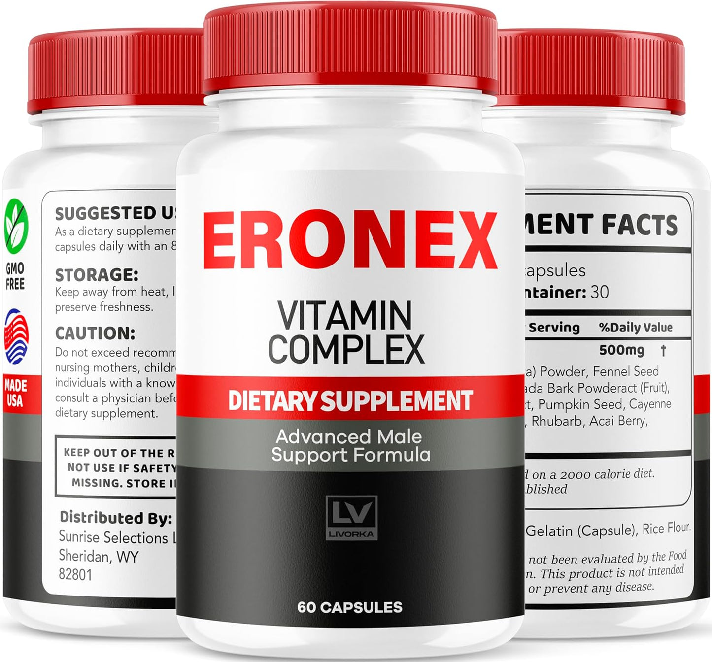(2-Pack Eronex Vitamin Complex Capsules, Eronex Capsules, Official Advanced Formula, Eronex All-Natural Support Capsules, Eronex Reviews, 120 Capsules for 2 Months - görsel 8