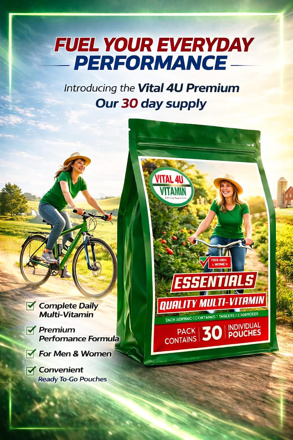 VITAL 4U Vitamin Essentials Daily Multivitamin Packs for Men and Women, 30 Servings | Essential Vitamins, Minerals, Immune Support and Energy Metabolism Support - görsel 7