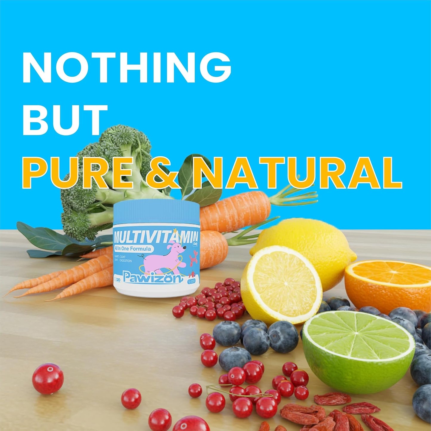 PAWIZON All-in-One Dog Multivitamin with Superfood Berries, Probiotics, Glucosamine and Omega-3 - 120 Chews - görsel 7