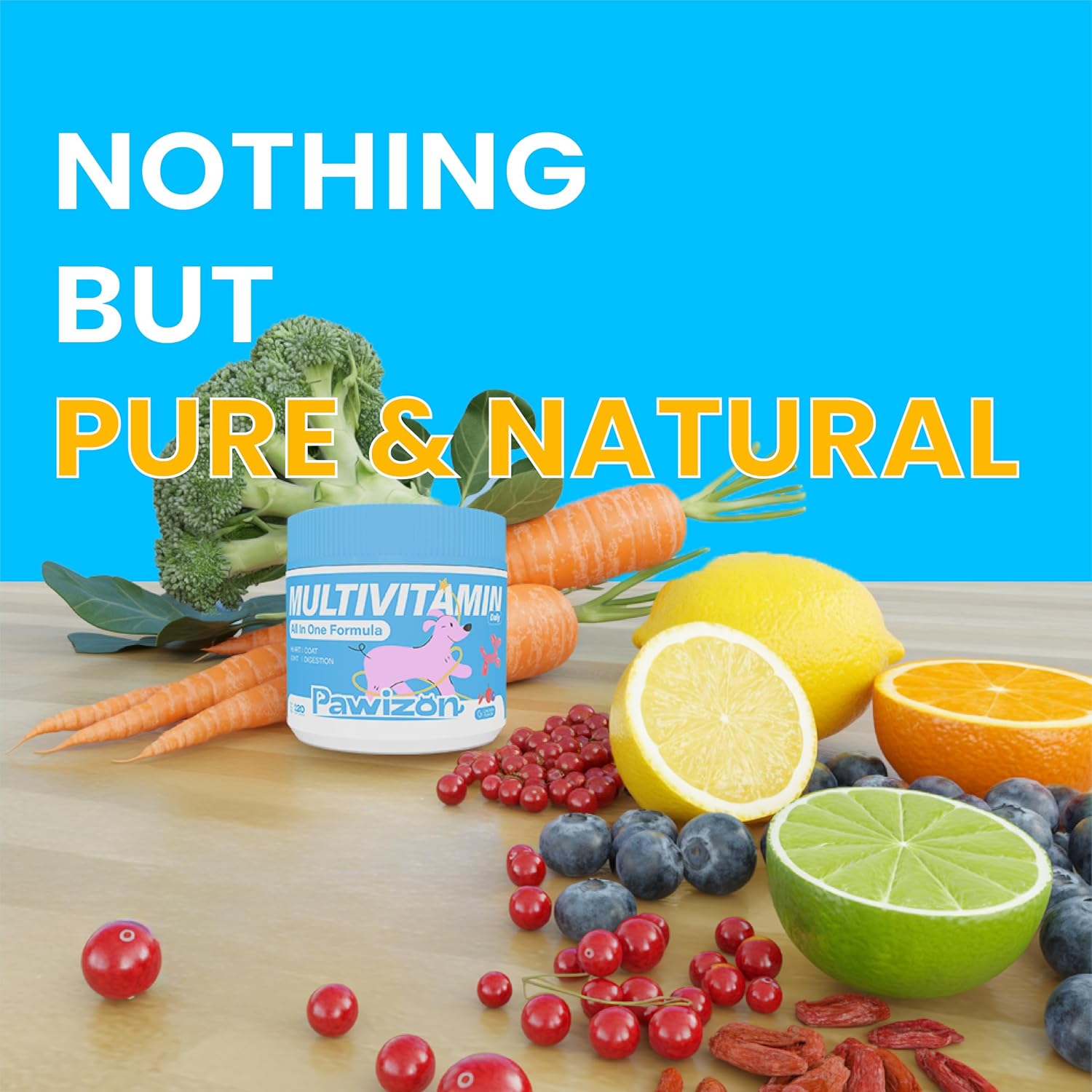 PAWIZON All-in-One Dog Multivitamin with Superfood Berries, Probiotics, Glucosamine and Omega-3 - 120 Chews - görsel 7