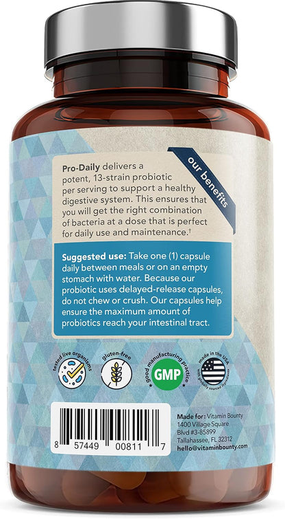 Vitamin Bounty Pro-Daily Probiotic – 5B CFU, 13 Strains with Acidophilus & Bifidobacterium