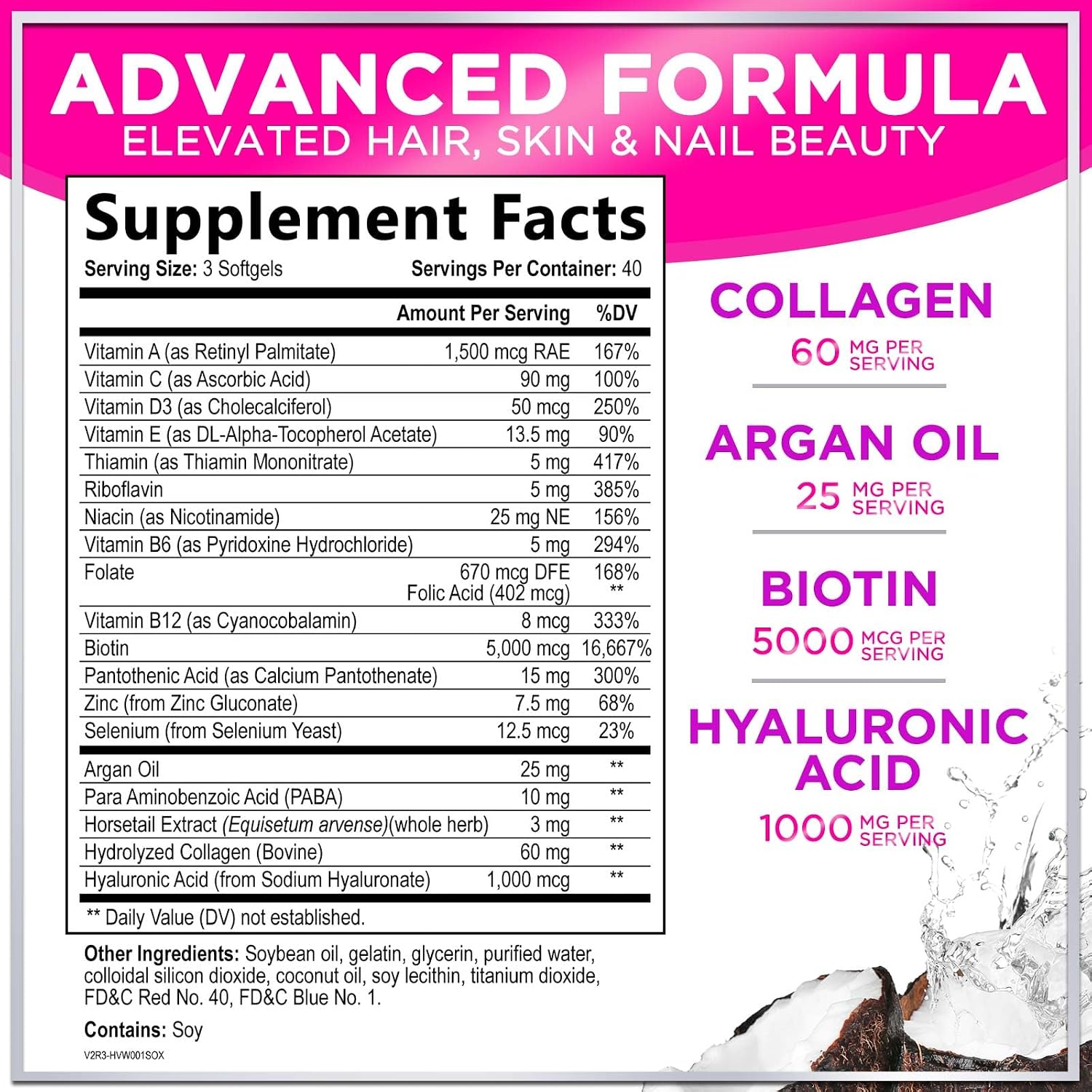 Hair Vitamins for Women for Hair Growth – Argan-Infused with Collagen, Biotin & Hyaluronic Acid - görsel 2