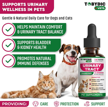 Cat & Dog Urinary Tract Support with Cranberry & D-Mannose – Natural Supplement for Feline and Canine Kidney and Bladder Health