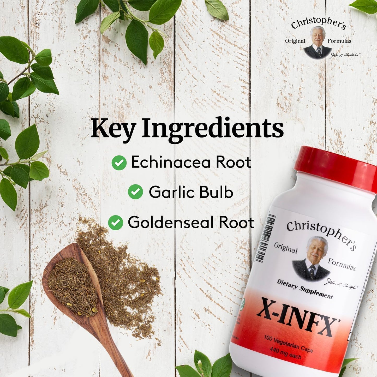 Christopher's Original Formulae X-INFX Formula – Herbal Immune Support, 100 Capsules - görsel 3