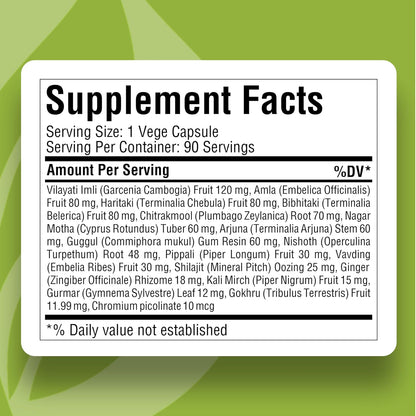 Reslim Capsules – Ayurvedic Herbal Supplement for Kapha Balance (90 Vegetarian Capsules)