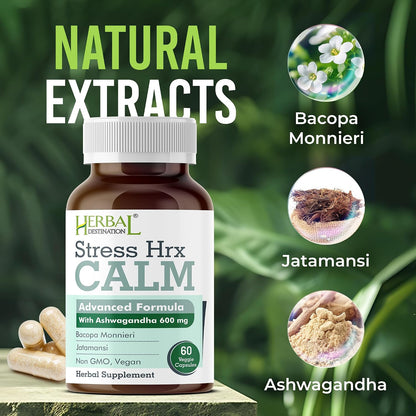 Stress Hrx, Ashwagandha Supplement Capsules, 600 mg, 60 Count