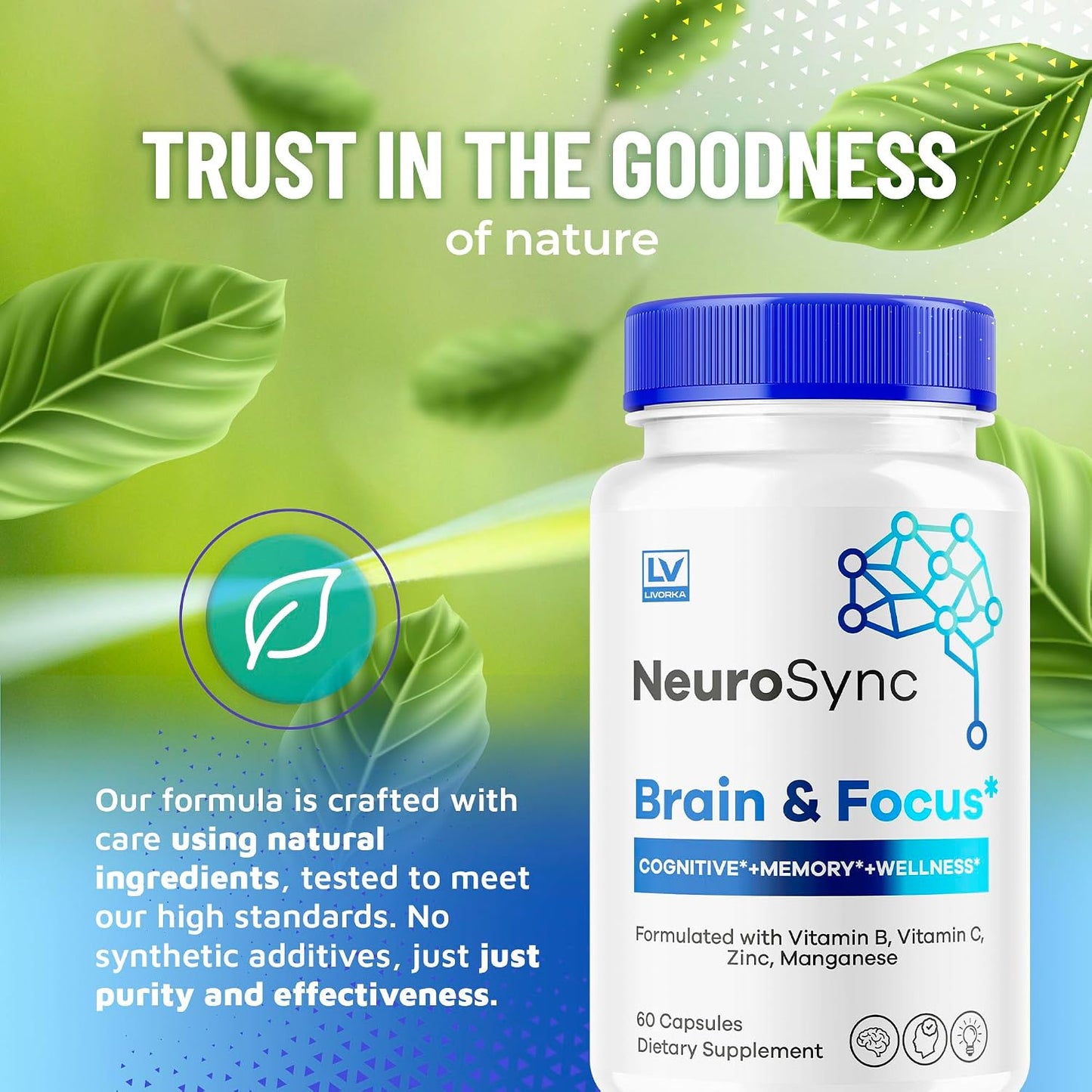 NeuroSync Brain Capsules - Brain & Focus Supplement (300 Capsules, 5-Month Supply) - görsel 3