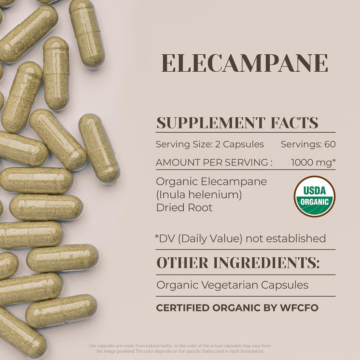 Elecampane Organic 120 Capsules - High-Potency Natural Supplement - görsel 3