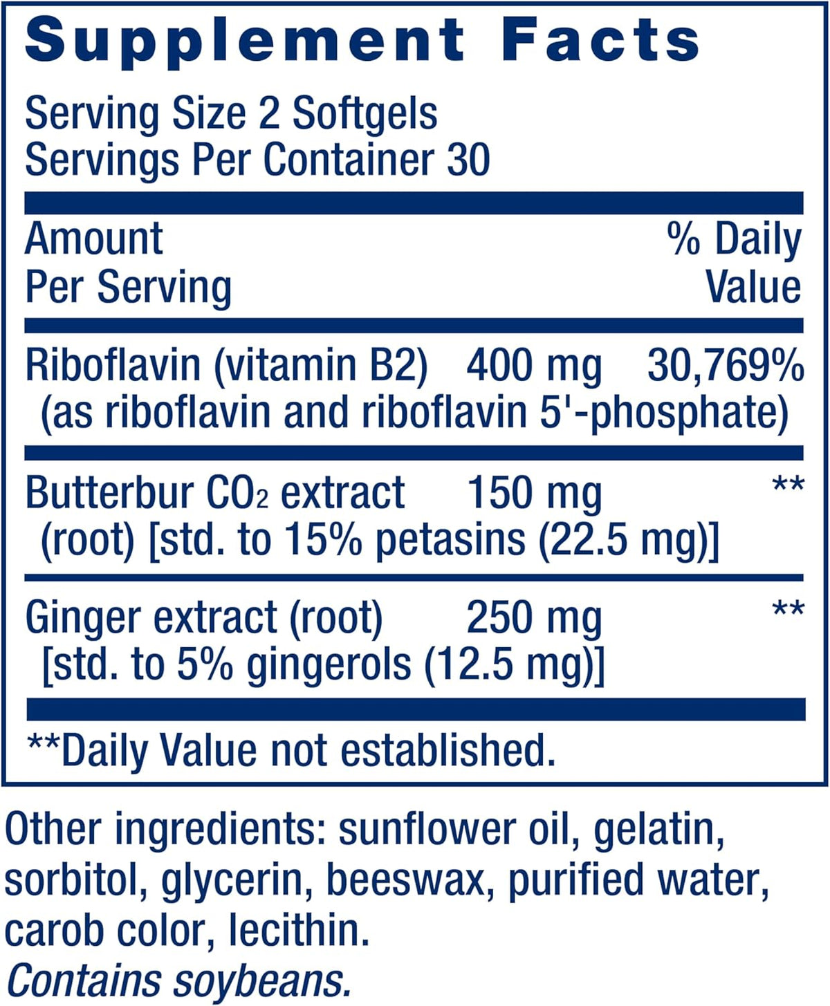 Life Extension Migra-Eeze - Butterbur Root Extract with Riboflavin & Ginger - 60 Softgels - görsel 3