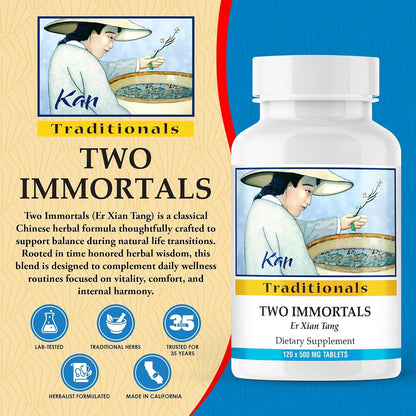 Kan Herbs Two Immortals – Traditional Chinese Herbal Formula for Menopause Support, 120 Tablets