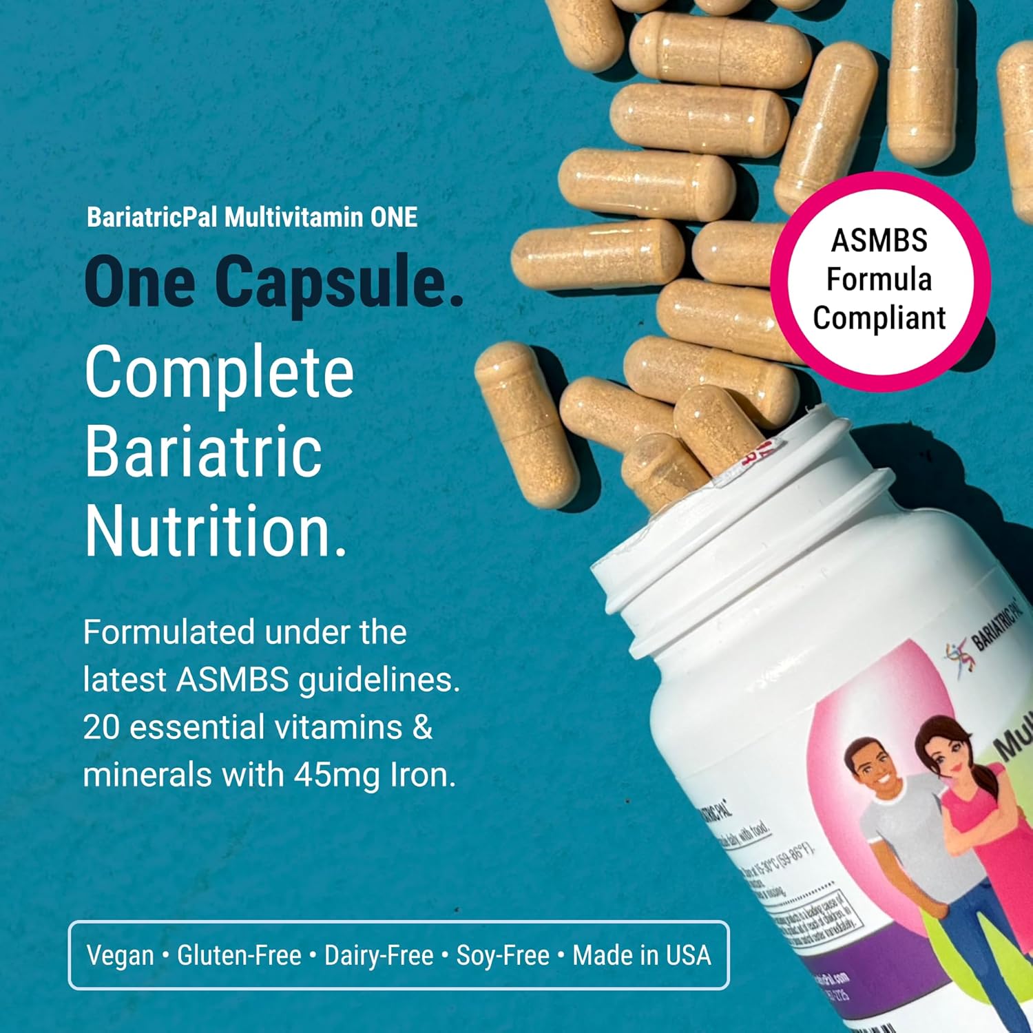 BariatricPal Multivitamin ONE - Once-Daily Bariatric Multivitamin with 45 mg Iron, 30 Capsules - görsel 2
