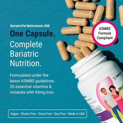 BariatricPal Multivitamin ONE - 1 Per Day Bariatric Multivitamin, Iron Free, 30 Capsules