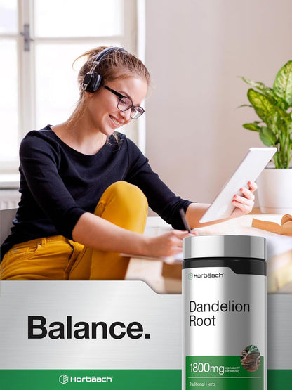 Horbäach Dandelion Root Supplement | 120 Capsules | Non-GM, Gluten-free