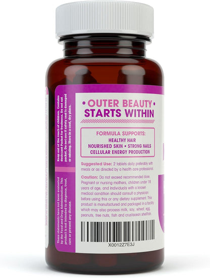 Hair, Skin & Nails Essential Nourishing Food Supplement - 4000mcg Biotin, 60 Capsules
