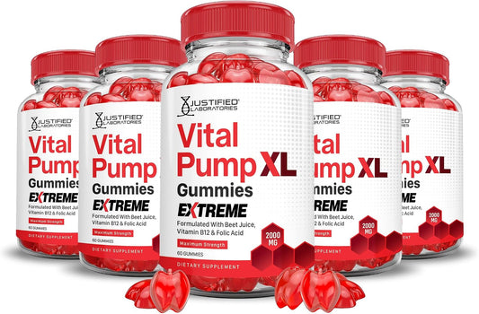 Justified Laboratories Vital Pump XL Extreme 2000mg Performance Gummies (5 Pack)
