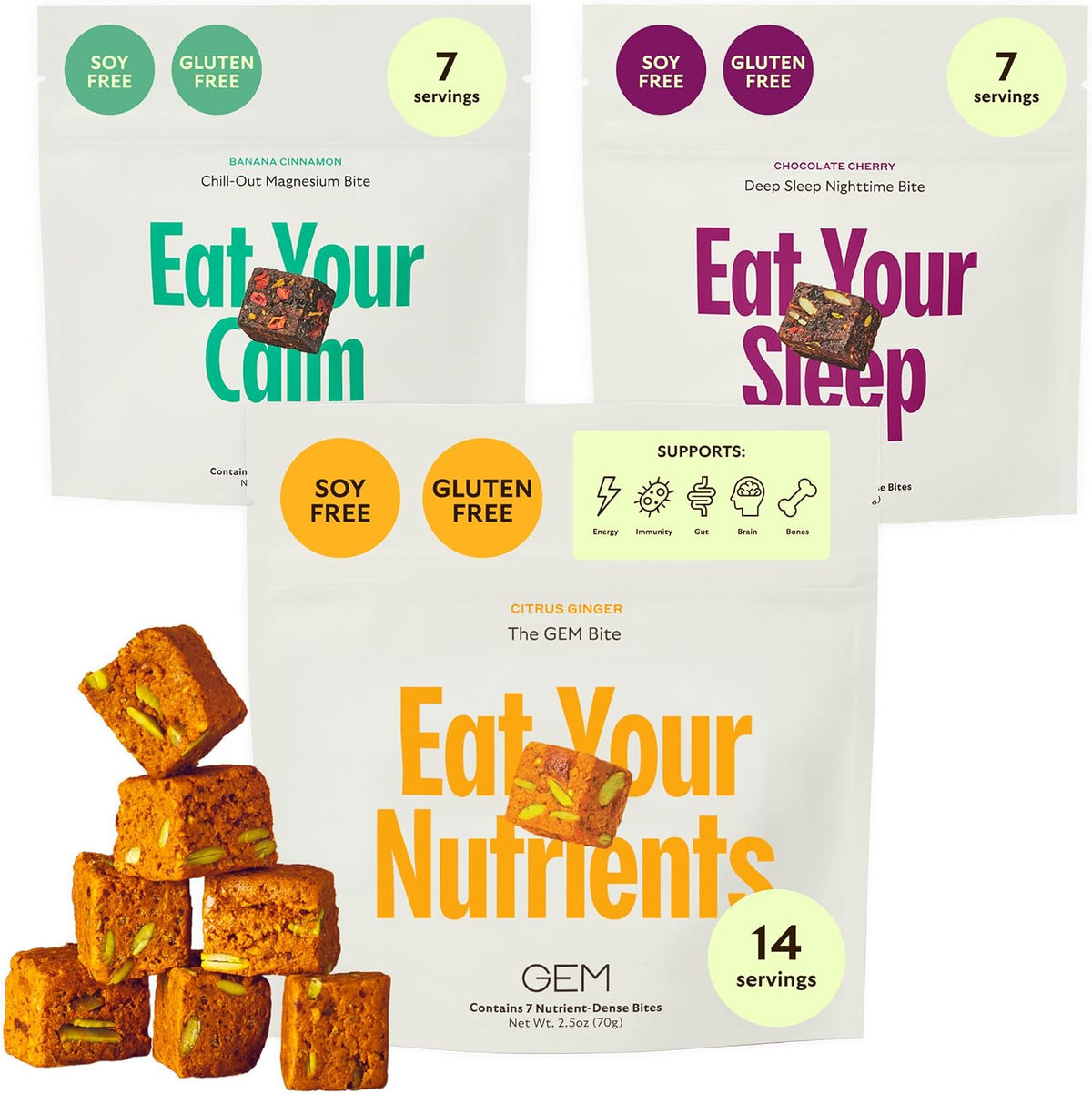 GEM Bite Complete Routine Variety Pack with Daily Multivitamin, Chill-Out Calm & Deep Sleep Aid - görsel 1