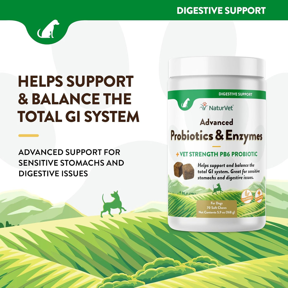 NaturVet Advanced Probiotics & Enzymes PB6 Dog Soft Chews - Hickory Smoked Bacon Flavour, 70 Chews - görsel 2