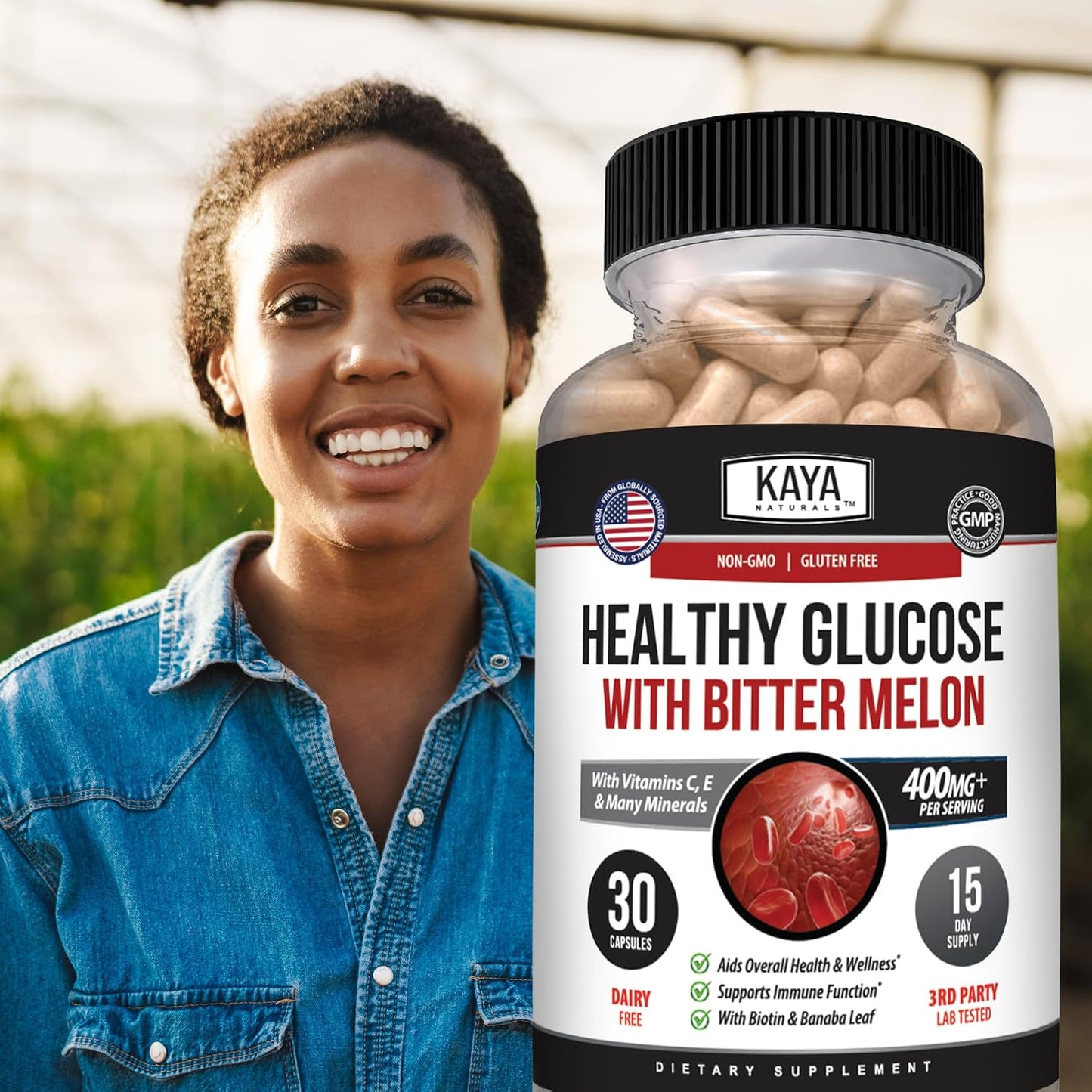 Kaya Naturals Healthy Gluco – 20 Herbs, Vitamins & Minerals for Glucose Support (30 Capsules) - görsel 9