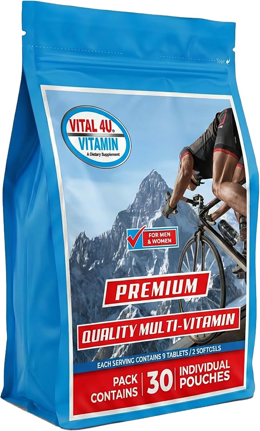 VITAL 4U Premium Daily Multivitamin Packs for Men and Women, 30 Servings - görsel 1