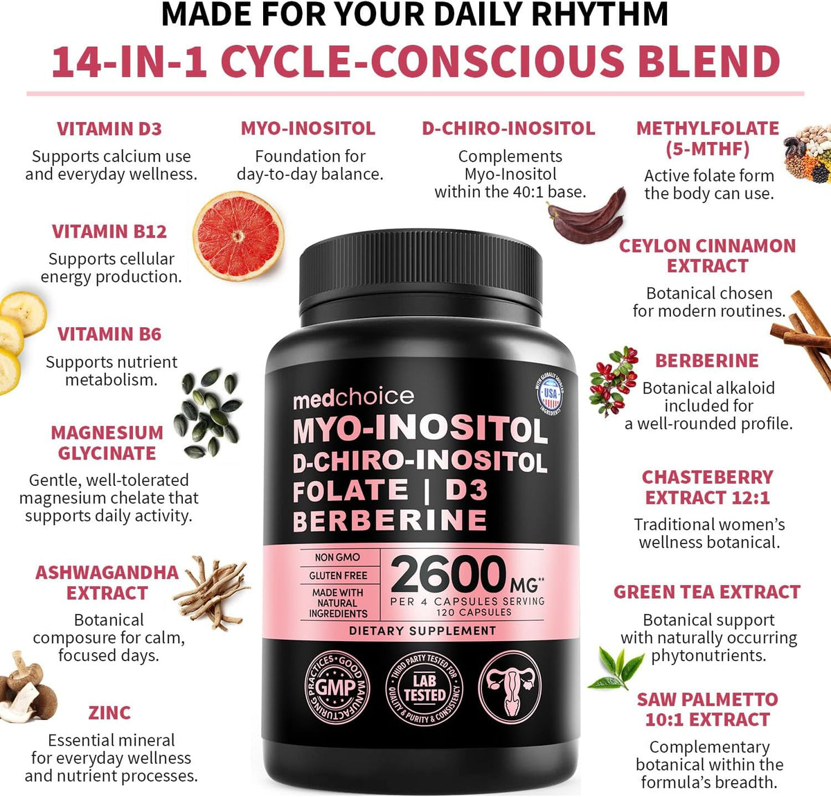14-in-1 Women's Inositol Complex (Pack of 3) - görsel 4