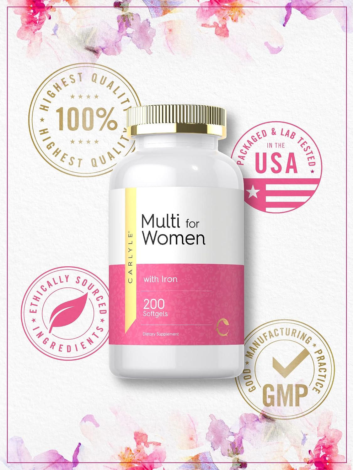 Carlyle Multivitamin for Women with Iron - 200 Softgels - görsel 5