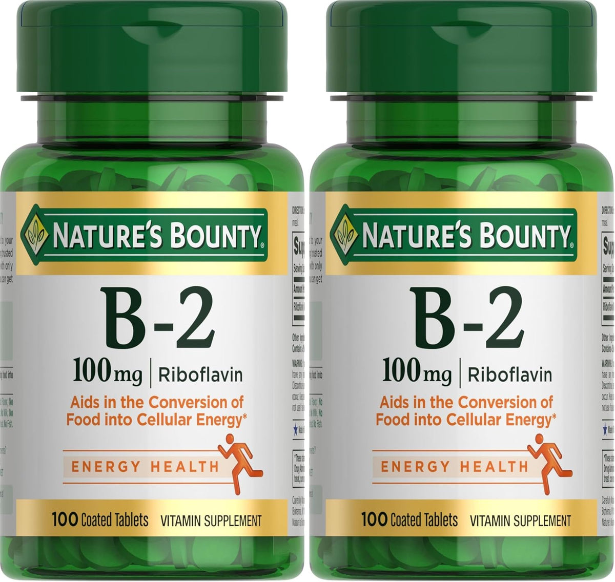 Nature's Bounty Vitamin B2 100 mg Tablets, 100 Tablets (Pack of 2) - görsel 5