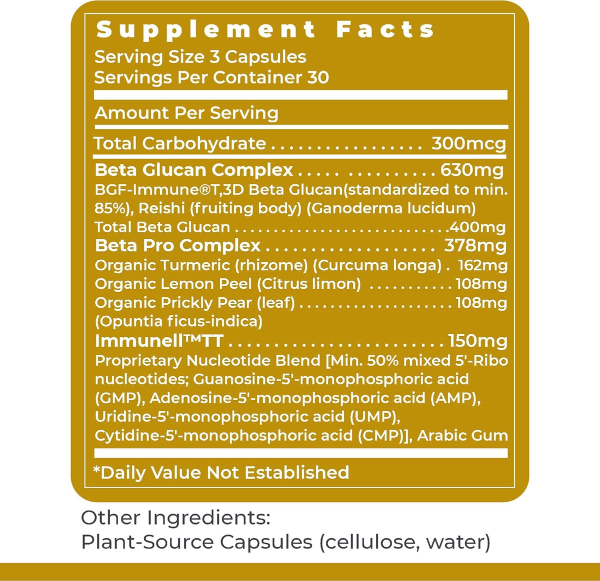Premier Research Labs Nucleo Immune – Beta Glucan, Turmeric, Reishi & Prickly Pear Food Supplement – 90 Capsules - görsel 6