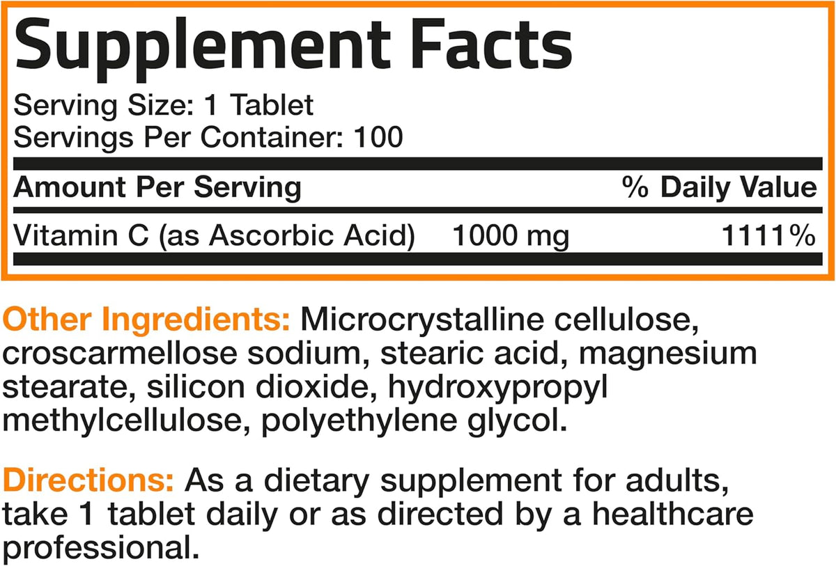 Bronson Vitamin C 1000mg Premium Non-GMO Ascorbic Acid Tablets - görsel 9