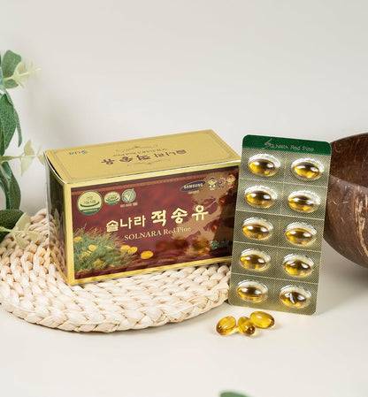 SOLNARA Pine Needle Oil (60 Capsules / 1 Box) - Wild Crafted Red Korean Pine Needle, Certified