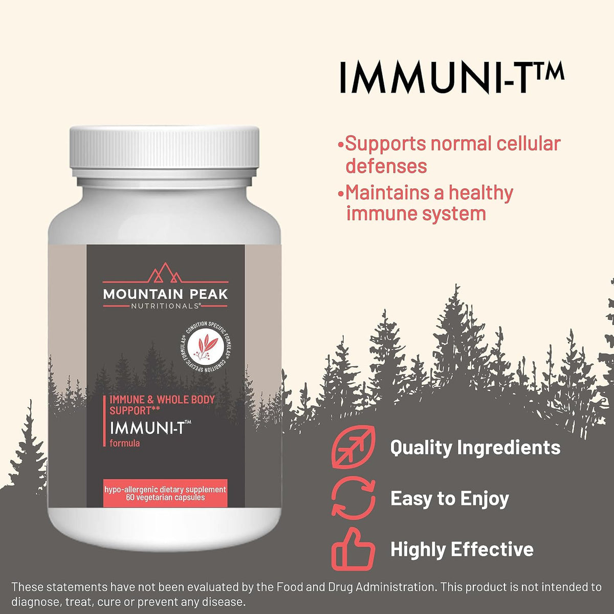 Mountain Peak Nutritionals Immuni-T Advanced Immune Support Supplement - 4-in-1 Formula with Vitamin C, A, Zinc, & Mushroom Blend - Daily Wellness & Seasonal Defence (60 Vegetarian Capsules) - görsel 2