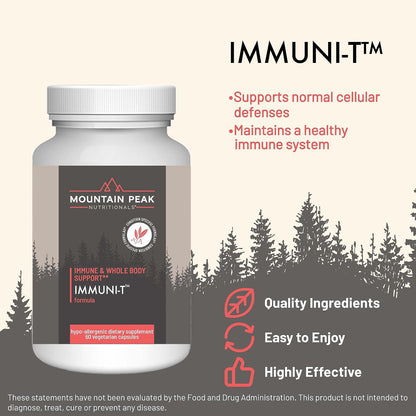 Mountain Peak Nutritionals Immuni-T Advanced Immune Support Supplement - 4-in-1 Formula with Vitamin C, A, Zinc, & Mushroom Blend - Daily Wellness & Seasonal Defence (60 Vegetarian Capsules)