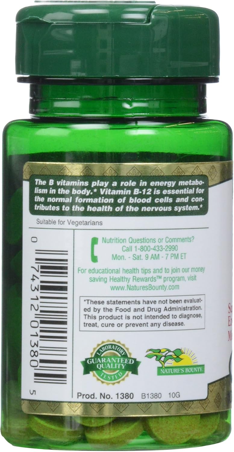 Nature's Bounty Vitamin B-12 1000 mcg Tablets, 100 Count - görsel 4