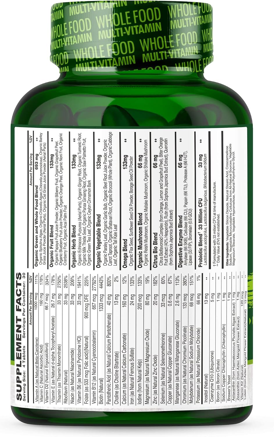 Wholesome Wellness Whole Food Multivitamin for Men - Natural Multi Vitamins, Minerals, Organic Extracts - Vegan - 120 Tablets - görsel 9