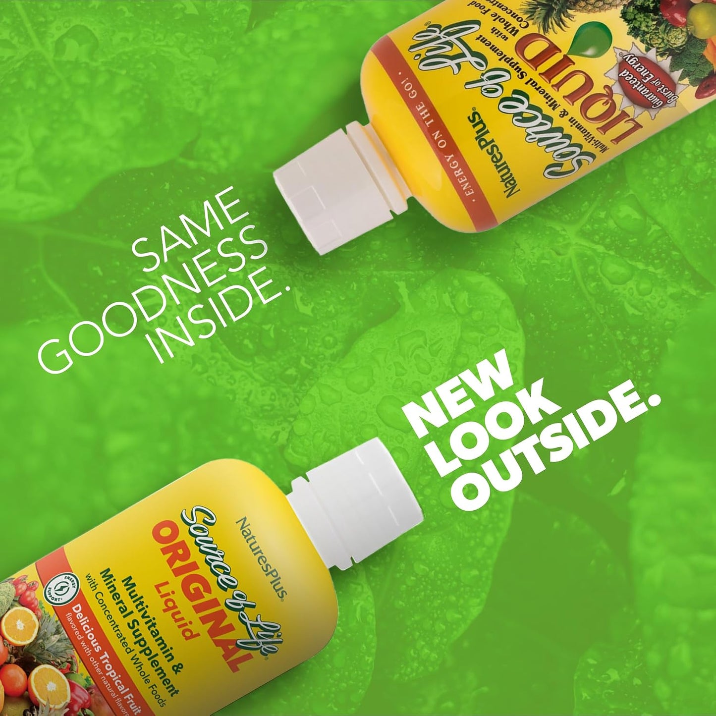 NaturesPlus Source of Life Liquid, Tropical Fruit - 2 x 900 ml (60 Servings) - Multivitamin & Mineral Food Supplement - Gluten-free, Vegetarian - görsel 2