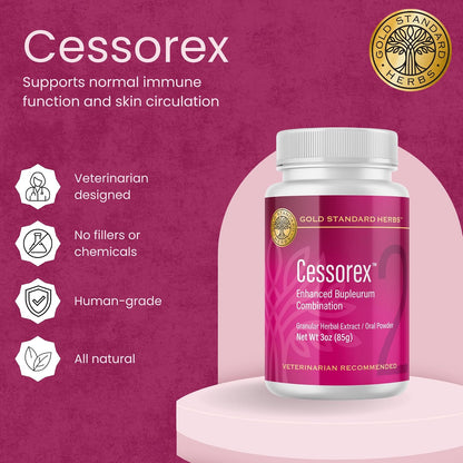 Cessorex Allergy Relief and Skin Immune Function Support Supplement for Dogs by Gold Standard Herbs, All-Natural Bupleurum Combination, 85 g Powder