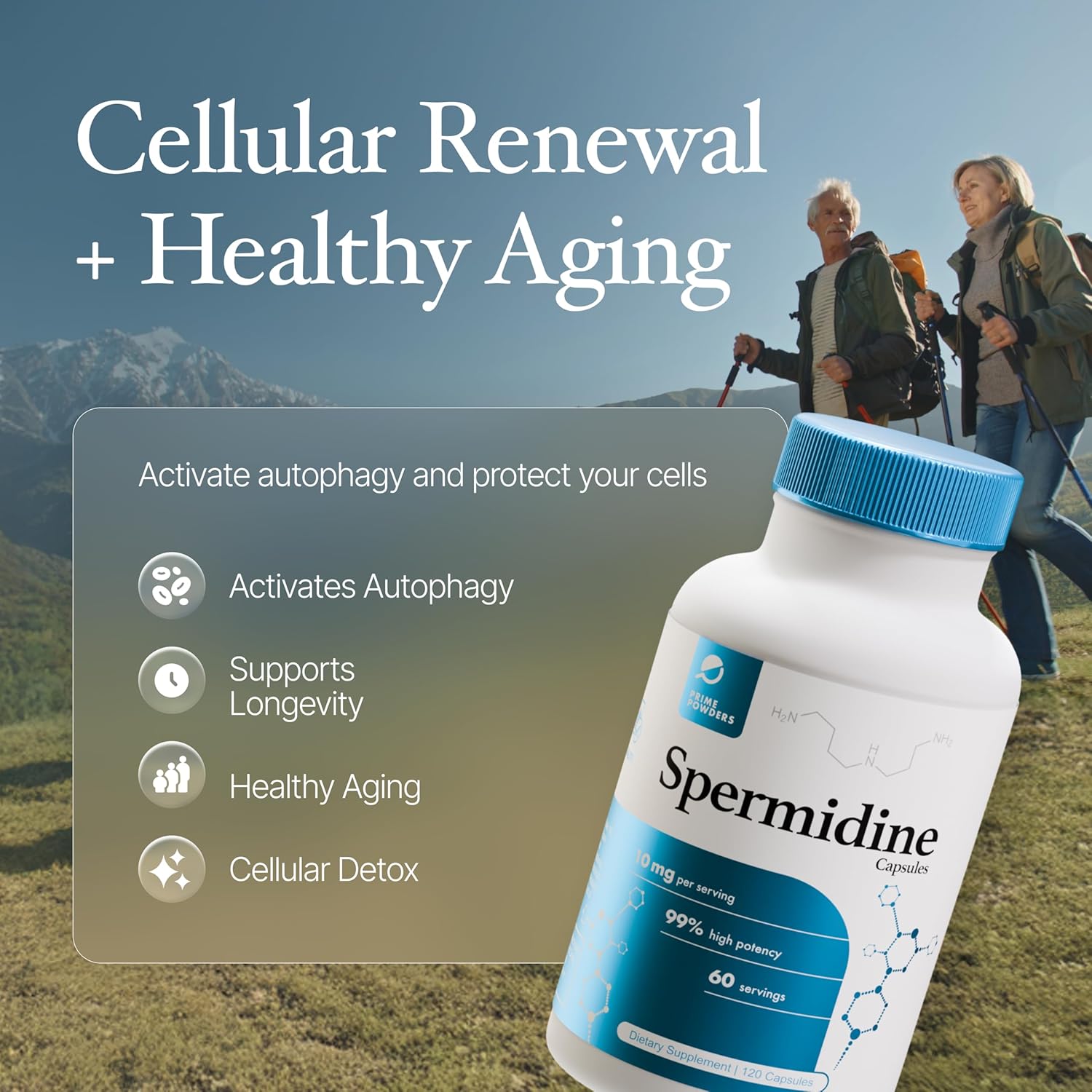 Prime Powders Spermidine Capsules – 99% Pure, Gluten-Free, 10mg per Serving - görsel 2