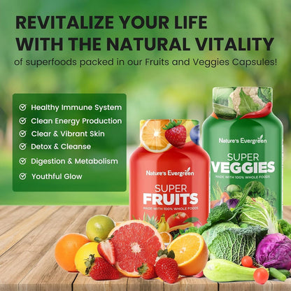Fruit and Vegetable Supplement – Nature's Evergreen – 180 Capsules (Pack of 2)